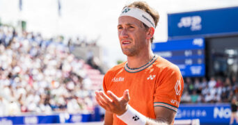 July 17, 2024, Bastad Sweden: 240717 Casper Ruud of Norway looks dejected and during day 3 of the Nordea Open on July 17, 2024 in Bastad. .COP 273 / NO0287.tennis atp 250 nordea open bbeng depp || 293625_0016 PRESS zagency zlast24 zselect zsports Zuma ZUMAPRESS.com zworld