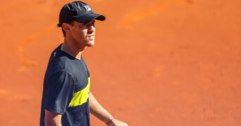 Barcelona, Spain. April 13th, 2024. Tennis player Diego Schwartzman seen during the qualification match between Diego Schwartzman and Pol Martin Tiffon during the Barcelona Open Banc Sabadell tournament in Barcelona. || 288974_0020 barcelona spain sport tennis tennis player