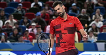 SHANGHAI, CHINA - OCTOBER 08: Novak Djokovic of Serbia competes in the Men s Singles Round of 32 match against Flavio Cobolli of Italy on Day 9 of 2024 Shanghai Rolex Masters at Qi Zhong Tennis Centre on October 8, 2024 in Shanghai, China. PUBLICATIONxNOTxINxCHN Copyright: xZhangxHaohaox 111522613396 || 298323_0030 2024 ATP CHINA competitive EVENT Herren INDIVIDUAL master MASTERS MEHRSPORT Men premiumd quer rolex Shanghai single sport s tennis x0x