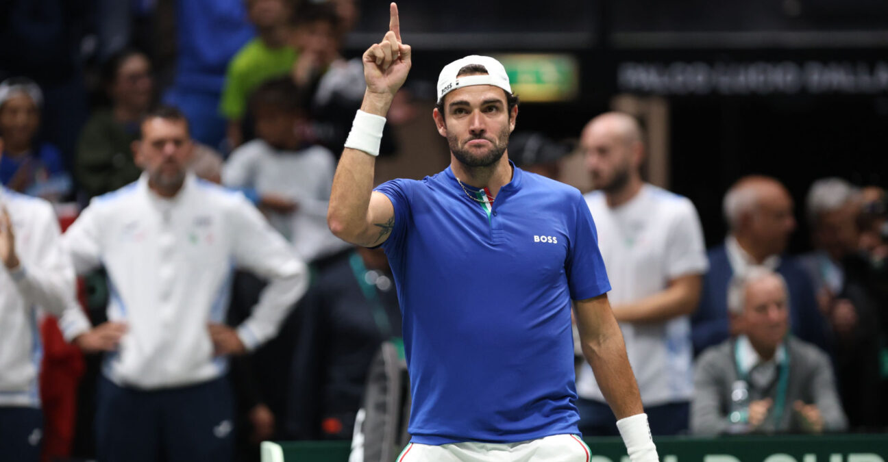 Bologna: Matteo Berrettini during the tennis Davis Cup final 8 match between Matteo Berrettini and Alexander Blocks (Italy) and Zizou Bergs (Belgium) at the Unipol arena, Casalecchio (Bologna), Bologna, September 13, 2024. Sport - Tennis - photo corrispondente bologna || 296802_0058 belgique 2024 COUPE DAVIS davis international italie player PRESS tennis zagency zlast24 zselect Zuma ZUMAPRESS.com