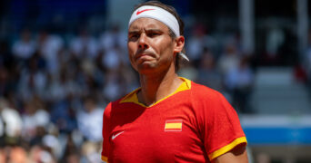 Rafael Nadal of Spain disappointed during men’s singles tennis match Novak Djokovic v Rafael Nadal at the XXXIII Olympic Games, Paris 2024 at Roland Garros, Paris, France || 294271_0015 JO2024 jeux olympiques paris 2024 Paris 2024 Paris2024 JO 2024 Jeux Olympiques 2024 Tennis