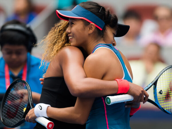 October 5, 2018 - Naomi Osaka of Japan & Shuai Zhang of China at the net after their quarter-final match at the 2018 China Open WTA Premier Mandatory tennis tournament.