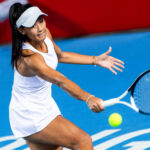 October 10, 2023, Hong Kong, China: Priscilla Hon of Australia plays during the Singles Main Draw 1st round against Eudice Chong of Hong Kong China on day four of Prudential Hong Kong Tennis Open 2023 at Hong Kong Victoria Park Tennis Stadium. .Final score; Priscilla Hon 2:1 Eudice Chong. || 277829_0017 1st 2023 Australia COMPETITION day Draw FOUR game hon Main match open Park player PRESS round Singles sport sports STADIUM tennis Victoria zagency zlast24 zselect Zuma ZUMAPRESS.com zwire