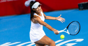 October 10, 2023, Hong Kong, China: Priscilla Hon of Australia plays during the Singles Main Draw 1st round against Eudice Chong of Hong Kong China on day four of Prudential Hong Kong Tennis Open 2023 at Hong Kong Victoria Park Tennis Stadium. .Final score; Priscilla Hon 2:1 Eudice Chong. || 277829_0017 1st 2023 Australia COMPETITION day Draw FOUR game hon Main match open Park player PRESS round Singles sport sports STADIUM tennis Victoria zagency zlast24 zselect Zuma ZUMAPRESS.com zwire