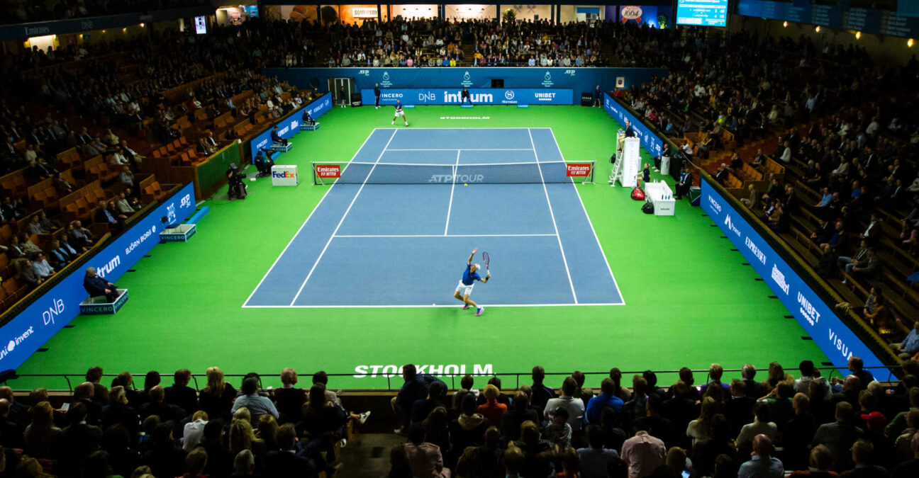 Spectators is following the match between Alexei Popyrin of Australia and Denis Shapovalov of Canada in men s second round singles match during Stockholm Open on October 17, 2019 in Stockholm. 2019 arena ATP bbeng Herren homme masculin messieurs Interior masculin messieurs open publik quer sport stockholm Stockholm Open tennis x0x