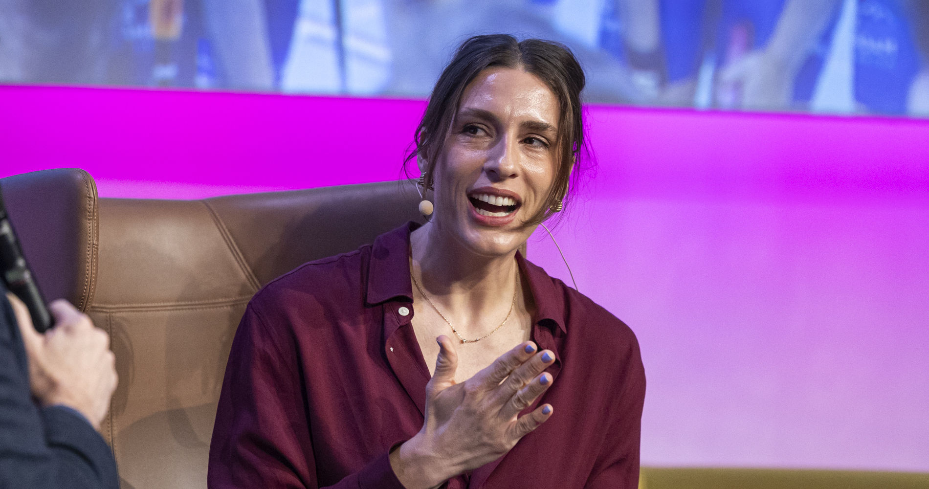 LINZ,AUSTRIA,31.JAN.24 - TENNIS - WTA Tour, Upper Austria Ladies Linz, female conference. Image shows Markus Hengstschlaeger and Andrea Petkovic (GER).