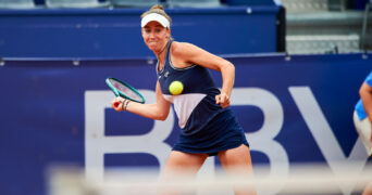 June 12, 2024, Valencia, Spain: Guiomar Maristany Zuleta De Reales from Spain in action against Ann Li from USA during the BBVA Open Internacional of Valencia at Sporting Tennis Valencia. Ann Li from USA won 6-4, 7-6, 6-1