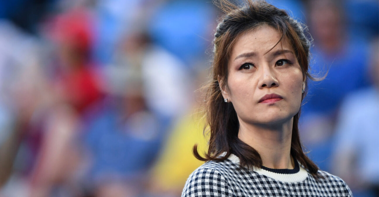 China's Li Na reacts during a ceremony marking the day they have been elected to be included in the International Tennis Hall of Fame at Rod Laver Arena at the 2019 Australian Open in Melbourne, Australia, on Jan. 22, 2019.