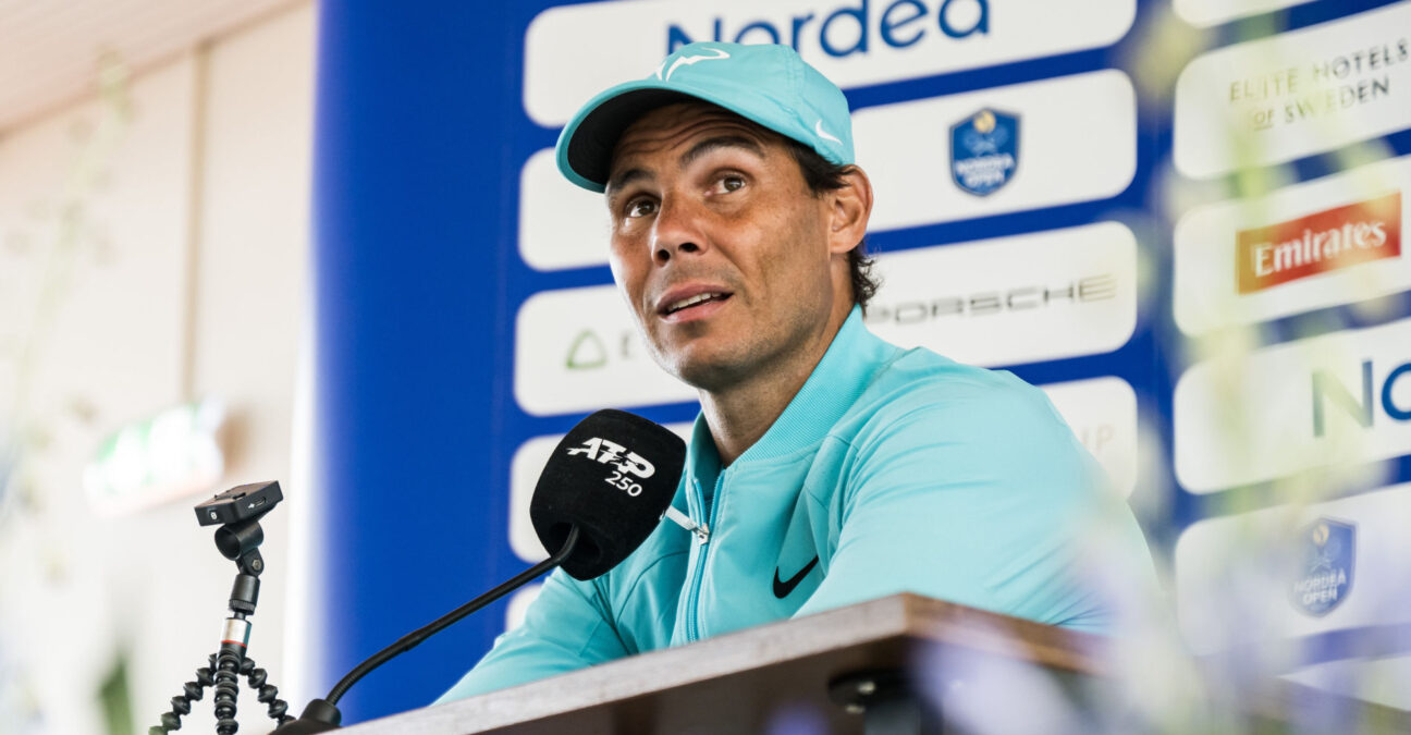 July 15, 2024: 240715 Rafael Nadal of Spain during a press conference of Nordea Open on July 15, 2024 in BÃ¥stad. .Photo: Niclas JÃ¶nsson / BILDBYRÃ…N / COP 273 / NO0283.tennis atp 250 nordea open press conference bbeng