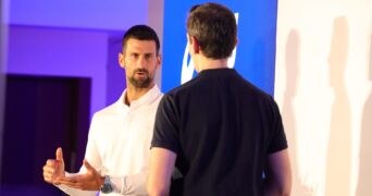 Novak Djokovic at an Asics event before the Australian Open 2025