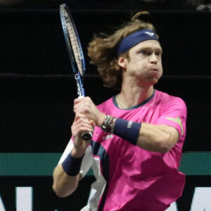 Andrey Rublev of Russia reacts during the ABN AMRO Open 2025, ATP 500 Tennis event on 7 february 2025 in Rotterdam, Netherlands. Photo Laurent Lairys / Psnewz