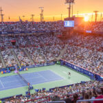 August 6, 2024, Montreal, Quebec, Canada: Sunset over stadium in the game between HOLGER RUNE from Denmark and ROBERTO BAUTISTA-AGUT from Spain in first round at National bank open at IGA Stadium in Montreal, Quebec, Canada on 2024-08-06