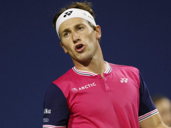 August 8, 2023, TORONTO, ON, Canada: Casper Ruud of Norway reacts after losing a point to Jiri Lehecka of Czech Republic during National Bank Open tennis in Toronto, Tuesday, Aug. 8, 2023.