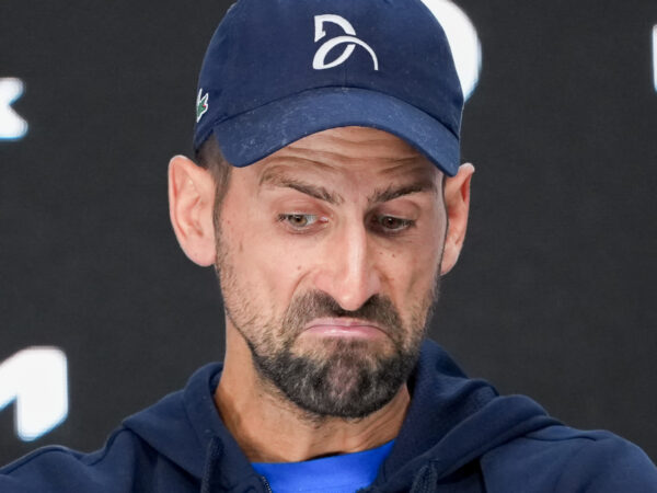 January 24, 2025: 7th seed NOVAK DJOKOVIC of Serbia talks to the media after retiring from a match against 2nd seed ALEXANDER ZVEREV of Germany on Rod Laver Arena in a Men's Singles Semifinals match on day 13 of the 2025 Australian Open in Melbourne, Australia.