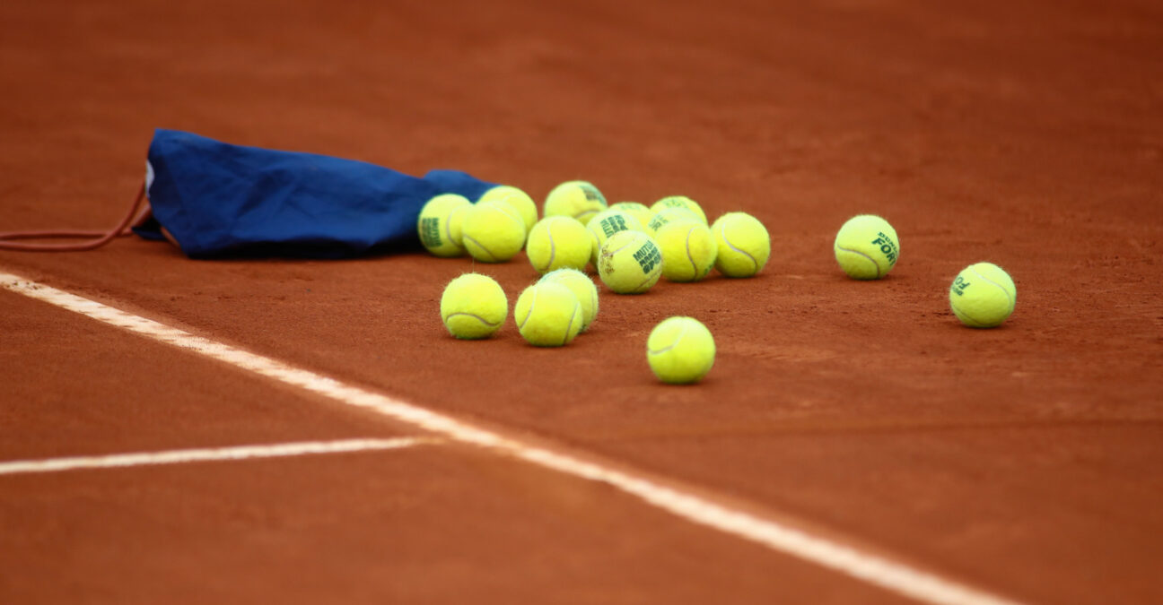 April 27, 2021, MADRID, MADRID, SPAIN: Illustration, balls of the tournament during the WTA 1000 - Mutua Madrid Open 2021 at La Caja Magica on April 27, 2021 in Madrid, Spain.