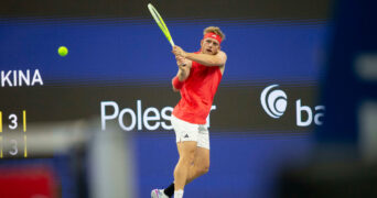 February 3, 2025, Frisco, Texas, USA: ALEJANDR DAVIDVICH FOKINA (ESP) returns with a backhand in a singles match during day three of the 2025 Dallas Open at the Star in Frisco, TX. Davidovich Fokina defeated Holt, 6:1, 7:5.