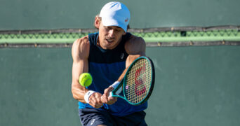 March 03, 2025 Alex de Minaur from Australia during his practice session at the BNP Paribas Open in Indian Wells, CA.