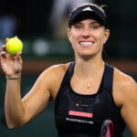 October 12, 2021, INDIAN WELS, UNITED STATES: Angelique Kerber of Germany in action during the fourth round at the 2021 BNP Paribas Open WTA 1000 tennis tournament aganst Ajla Tomljanovic of Australia