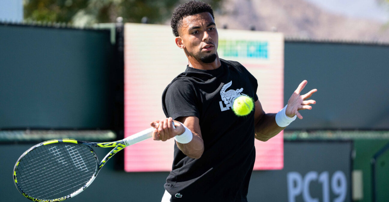 March 04, 2025 Arthur Fils from France during his practice session at the BNP Paribas Open in Indian Wells, CA.