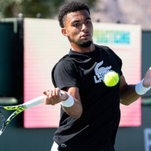 March 04, 2025 Arthur Fils from France during his practice session at the BNP Paribas Open in Indian Wells, CA.