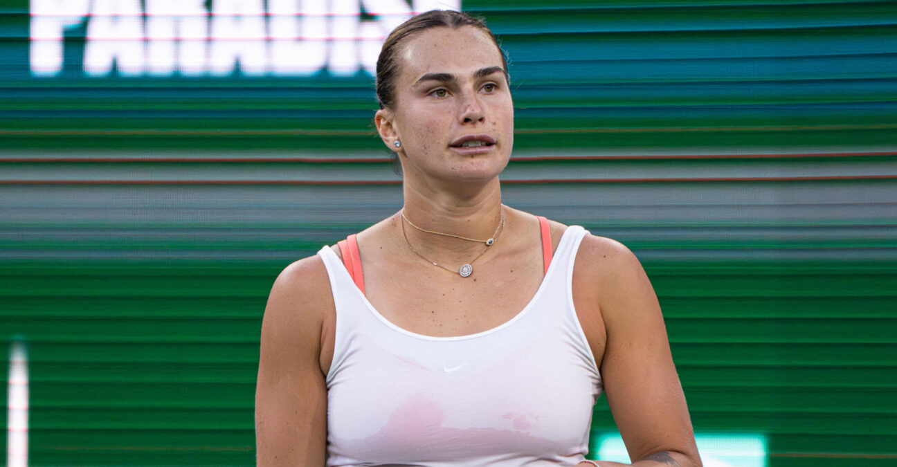 March 03, 2025 Aryna Sabalenka during her practice session at the BNP Paribas Open in Indian Wells, CA.