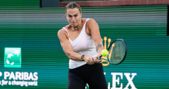 March 03, 2025 Aryna Sabalenka during her practice session at the BNP Paribas Open in Indian Wells, CA.