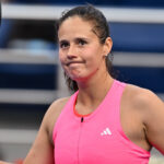 WTA, Tennis Damen QATAR OPEN TENNIS TOURNAMENT ROUND OF 64 Daria Kasatkina celebrates after winning in her round of 64 match against Polina Kudermetova ahead of the WTA Qatar TotalEnergies Open 2025 tennis tournament at the Khalifa International Tennis Complex in Doha, Qatar, on February 10, 2025.