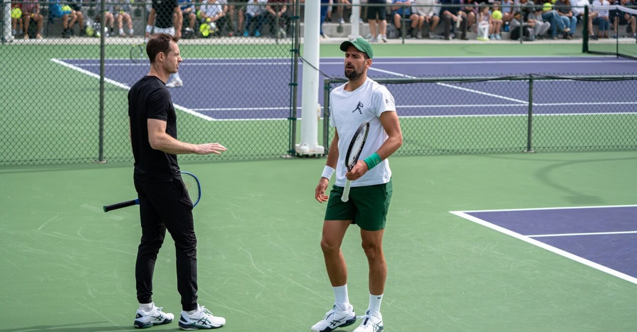 Novak Djokovic and Andy Murray in training in Indian Wells 2025 (Tristan Lapierre - Tennis Majors