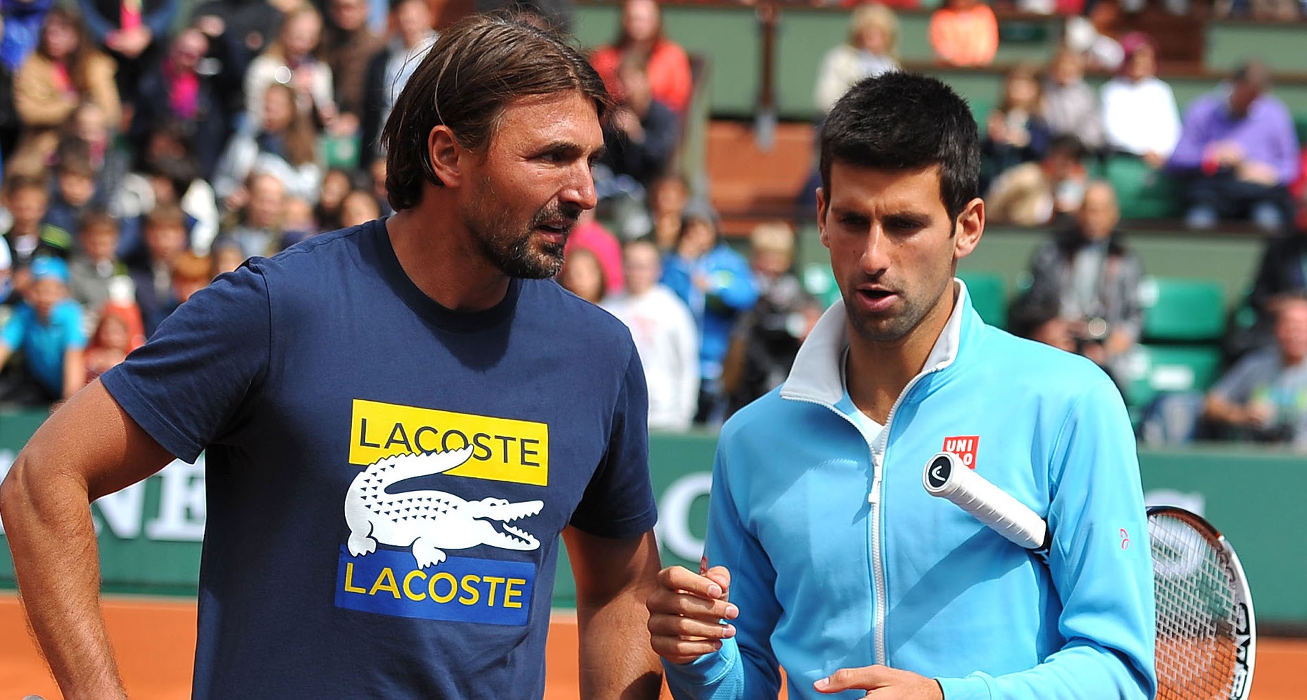 Goran Ivanisevic and Novak Djokovic at Roland-Garros in 2014