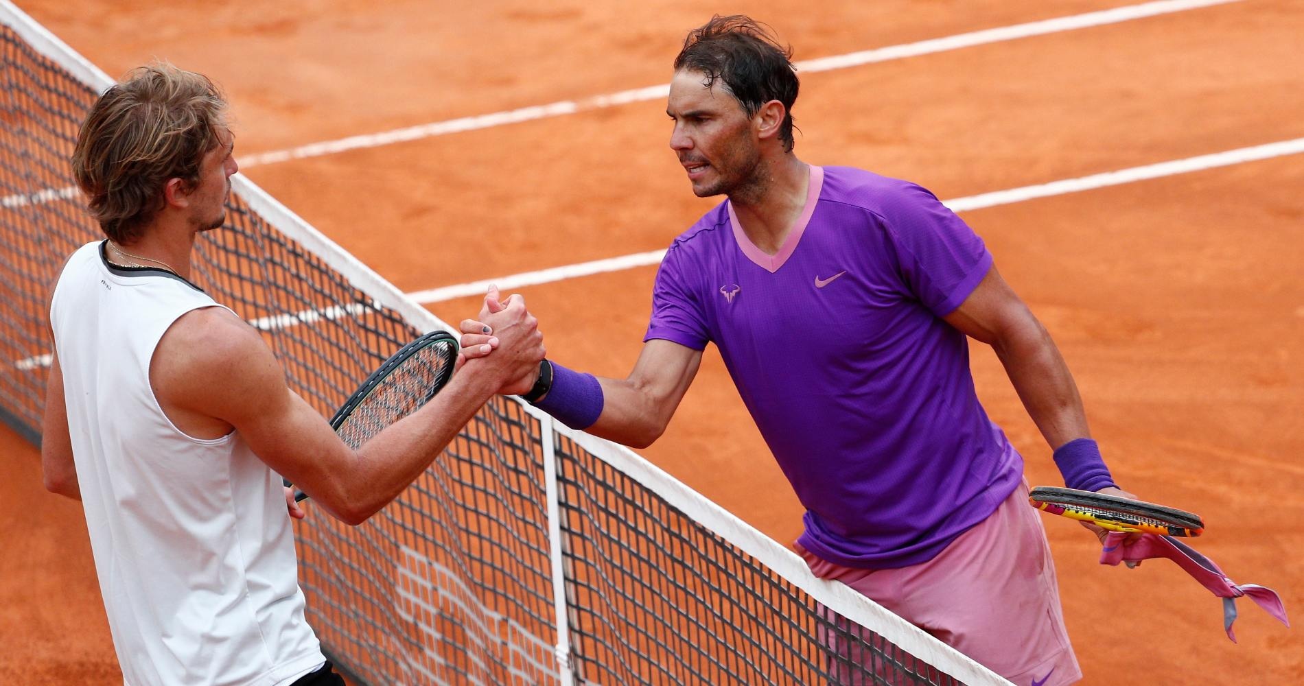 Alexander Zverev and Rafael Nadal at Rome in 2021