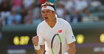 Milos Raonic at Wimbledon in 2018