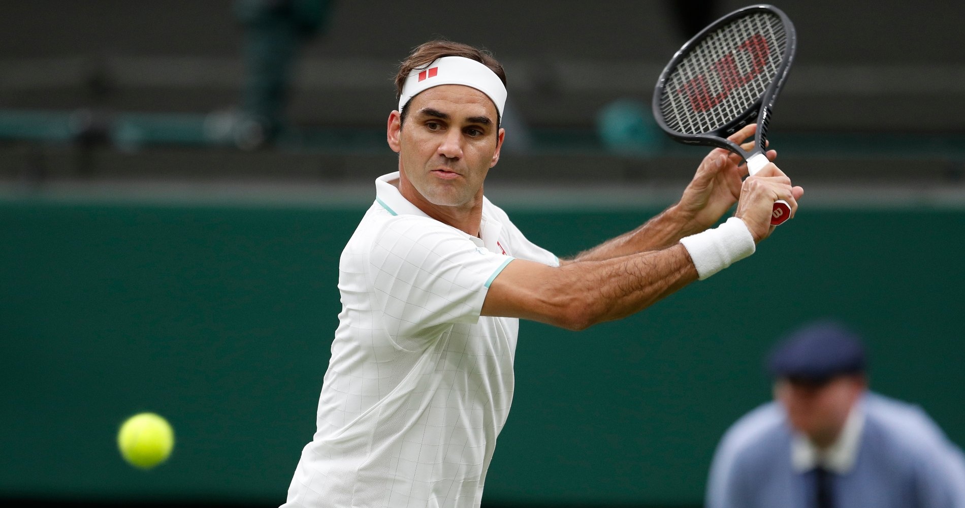 Roger Federer at Wimbledon in 2021