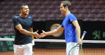 Tsonga Gasquet avant la finale de Coupe Davis contre la Suisse, en novembre 2014.