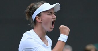 Barbora Krejcikova at Wimbledon in 2021