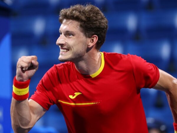 Ariake Tennis Park - Tokyo, Japan - July 29, 2021 Pablo Carreno Busta of Spain in action at the Tokyo Olympics