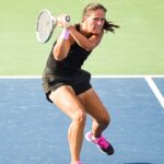 Daria Kasatkina (RUS) returns the ball during the first round WTA National Bank Open match on August 10, 2021 at IGA Stadium in Montreal, QC