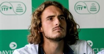 Stefanos Tsitsipas with the Greek team during the 2020 Davis Cup