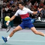 World No 1 Novak Djokovic during the Rolex Paris Masters 1000 tournament at Accor Arena Stadium - Paris - France