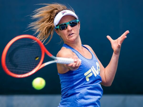 Nadia Podoroska of Argentina during practice ahead of the 2021 Western & Southern Open WTA 1000 tennis tournament