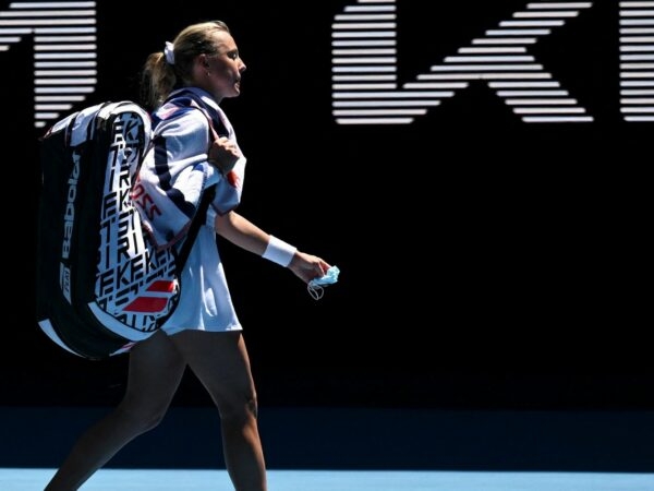 Estonia's Anett Kontaveit leaves court after losing her second round match against Denmark's Clara Tauson