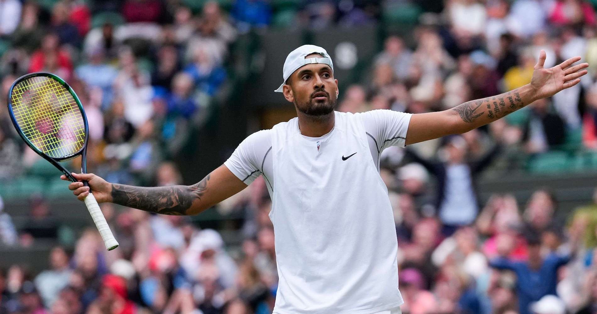 Nick Kyrgios après son succès contre Stefanos Tsitsipas, Wimbledon 2022