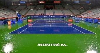 Montreal, General view of centre court during the rain, 2022