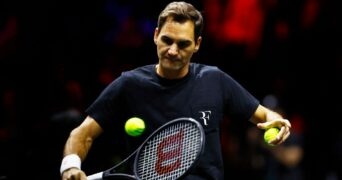 Roger Federer à l'entraînement pour la Laver Cup 2022 © AI / Reuters / Panoramic