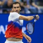 Marin Cilic palying a forehand during the US Open 2022