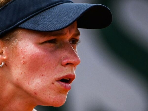 Jessika Ponchet waiting for a serve during a match at the French Open in 2022