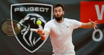 Quentin Halys hits a forehand during is win in the final of Tennis Wolffkran Open ATP Challenger TC Ismaning