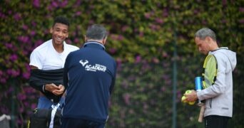 Felix Auger Aliassime avec Toni Nadal et Frederic Fontang, Monte Carlo 2021