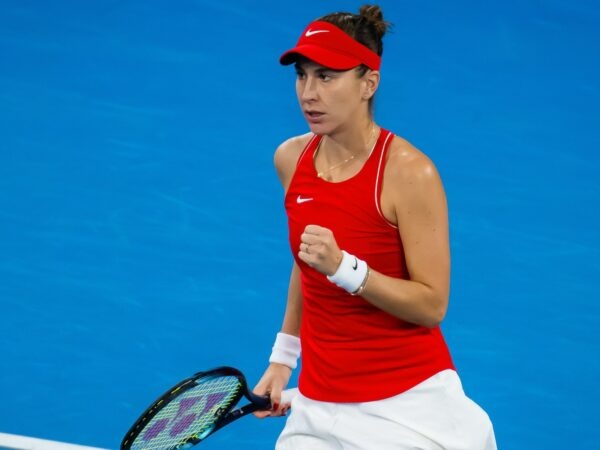 Belinda Bencic celebration victoire visière United Cup Brisbane 2023