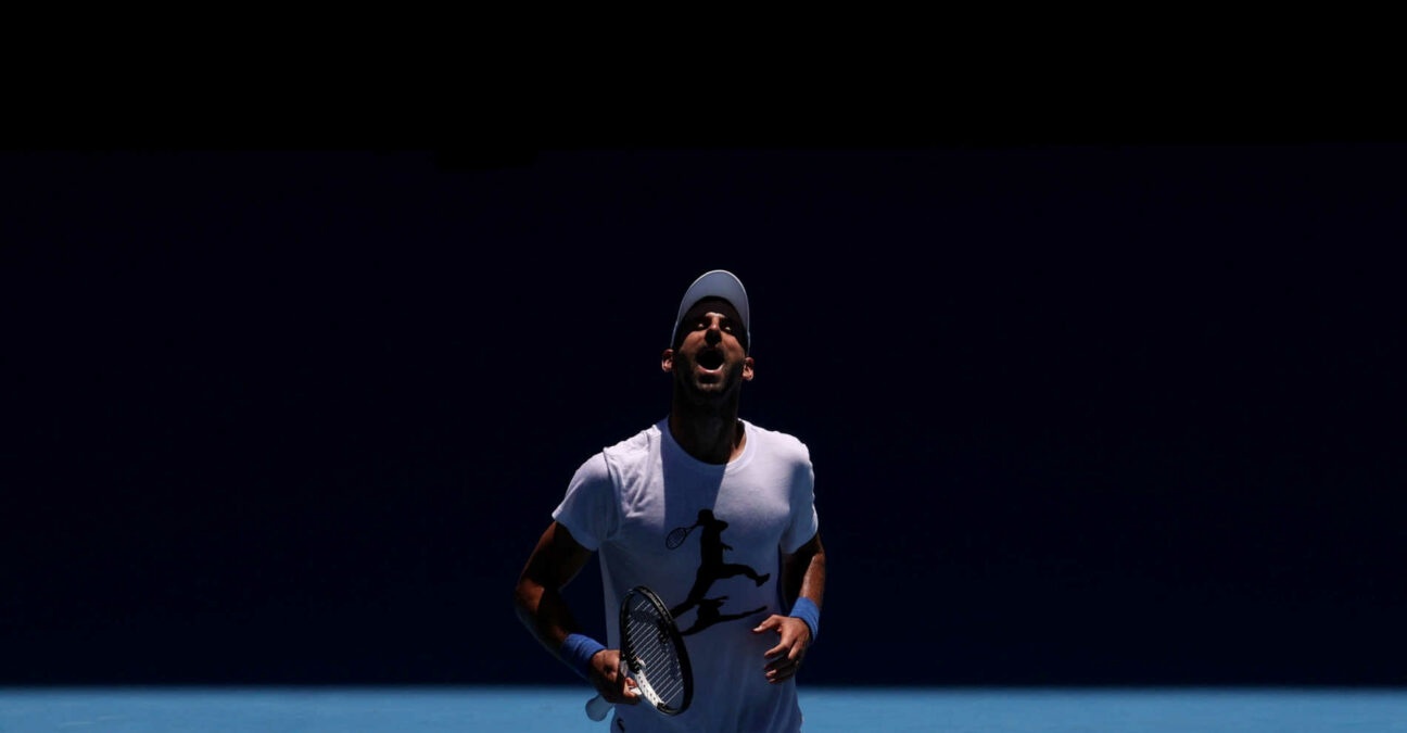 Novak Djokovic entraînement Open d'Australie 2023