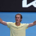 Sebastian Korda célébratrion Open d'Australie 2023